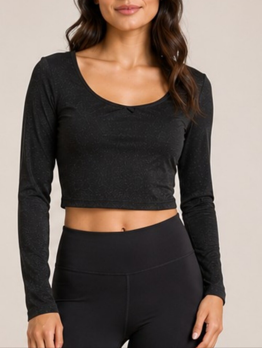 All in Motion™ Long-Sleeve Crop Top – Black Size XL NWT